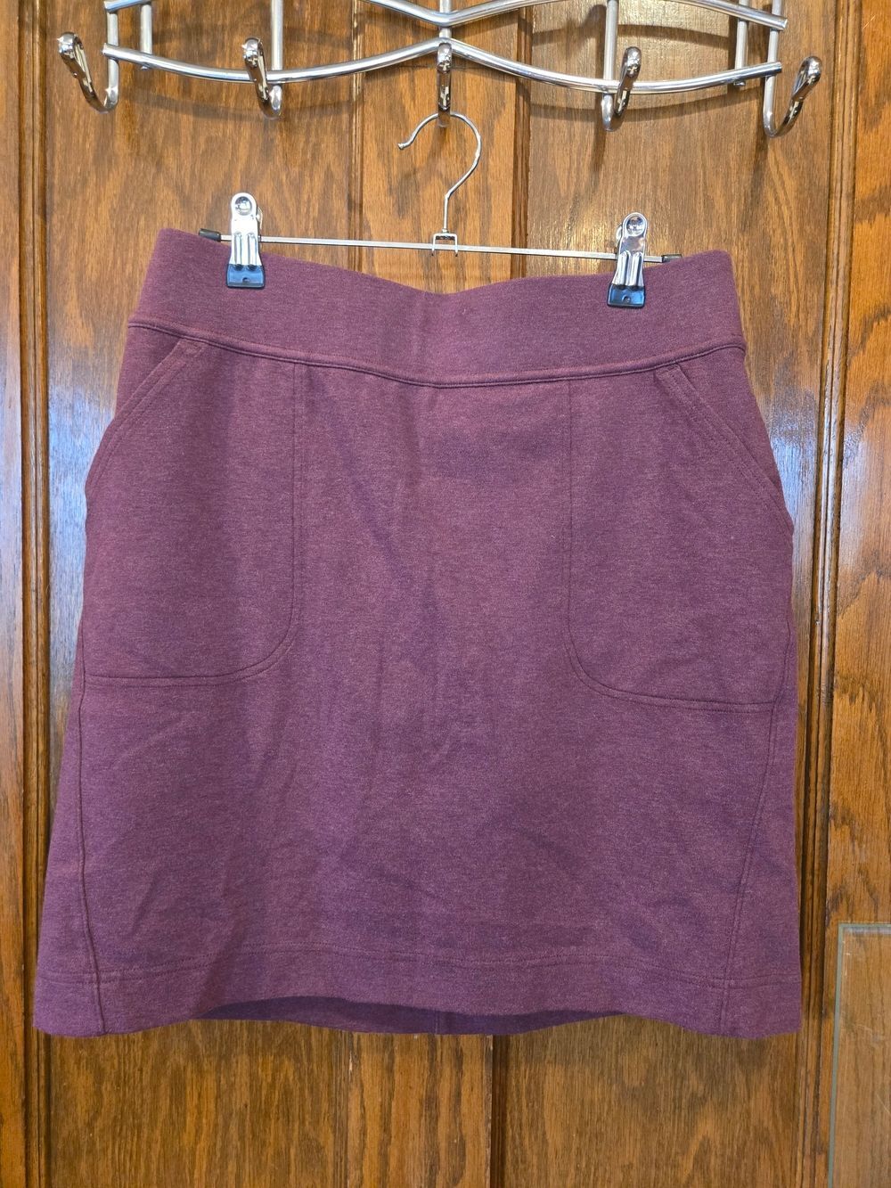 Duluth Trading Co Plum Knit Mini Skort with Front And Back Pockets XSMALL